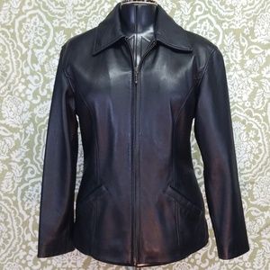 Wilsons Black Leather Jacket Sz L Soft Lining